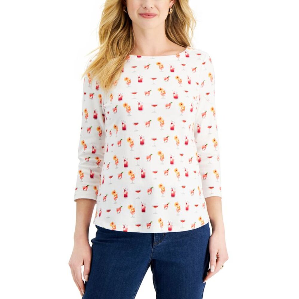 Charter Club Cotton Dot Print Top